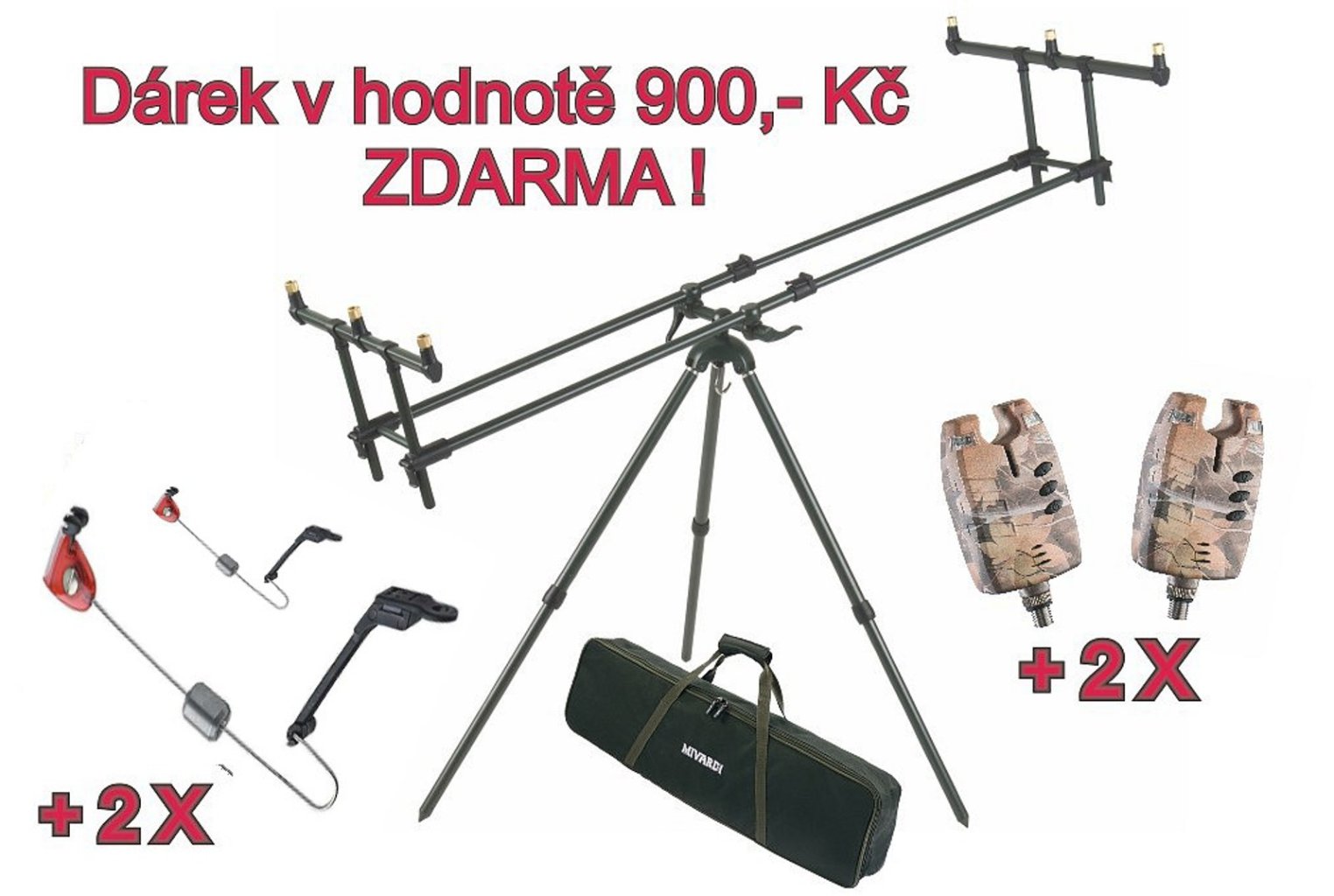 Levně Mivardi AKCE - Tripod Premium + ZDARMA 2 x Sounder Easy a 2 x SWINGARM No.130