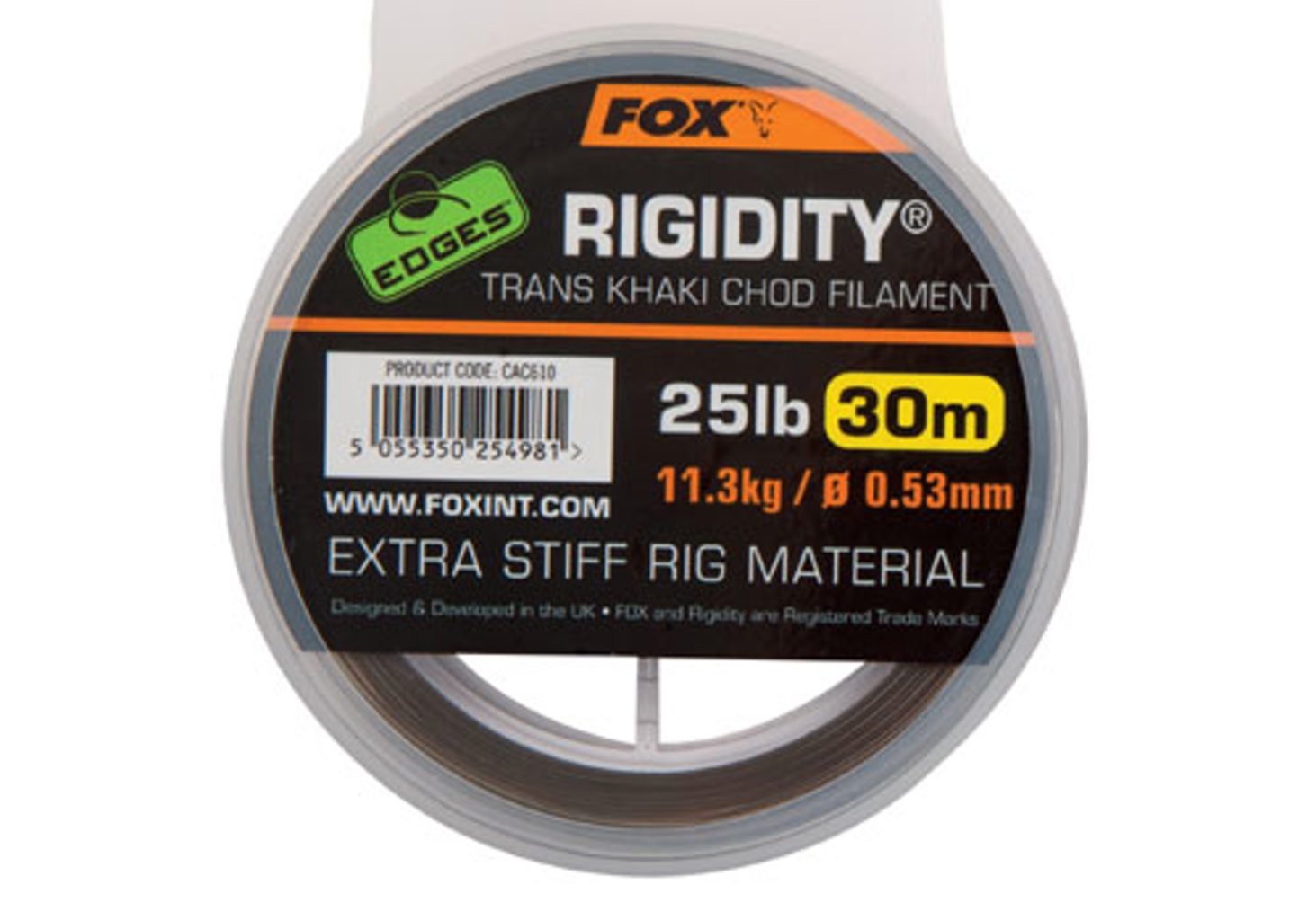 Levně Fox Edges návazcový vlasec Rigidity Chod Filament 30m Trans Khaki 0,53mm 25lb