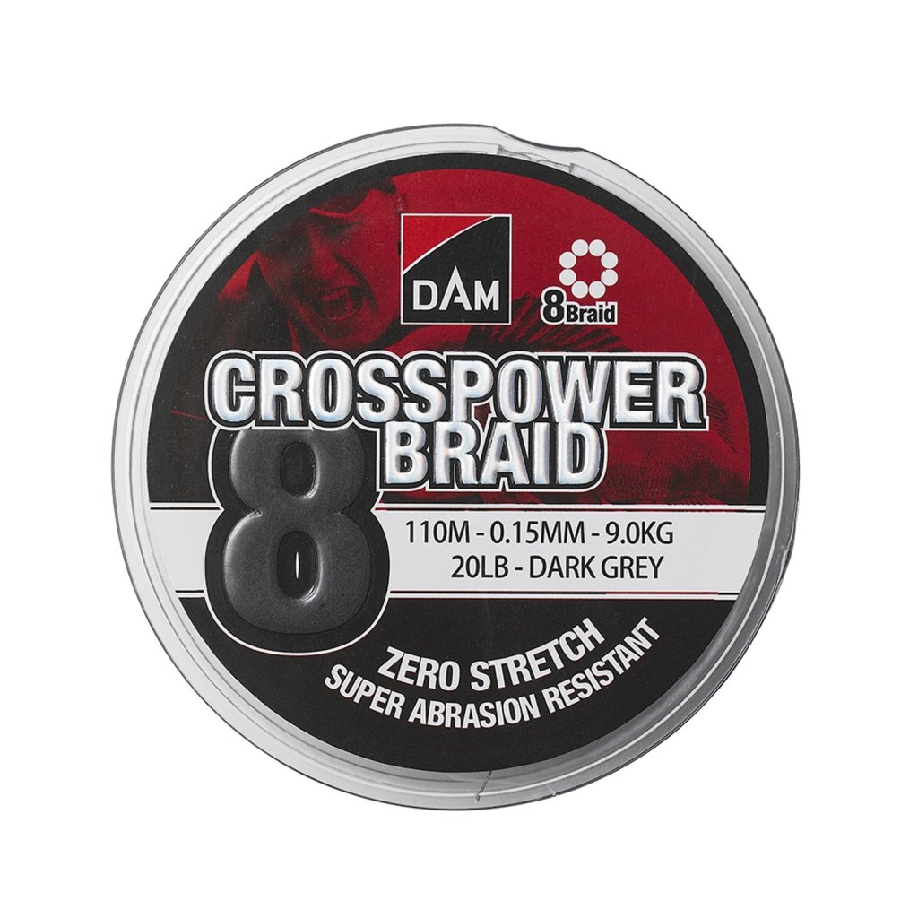 Levně DAM pletená šňůra Crosspower 8-Braid 150m 0.17mm 11,3kg Dark Grey