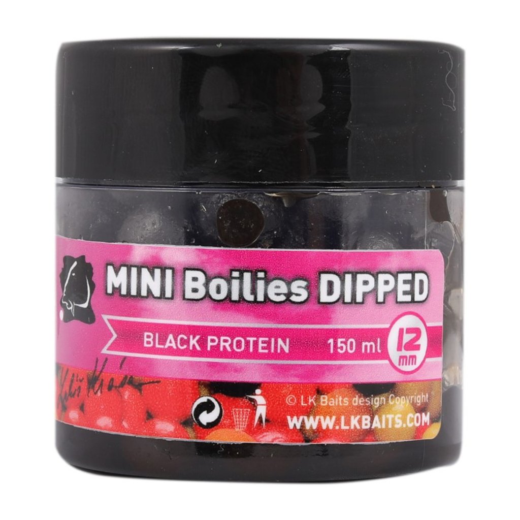 Levně LK Baits Mini Boilies in Dip Black Protein 12mm 150ml