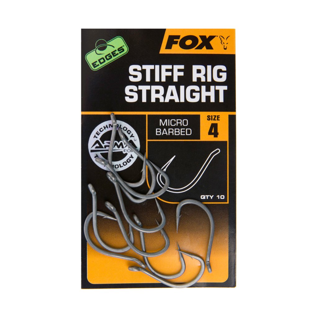 Levně Fox háčky Edges Stiff Rig Straight Hooks vel. 4, 10 ks Micro Barbed