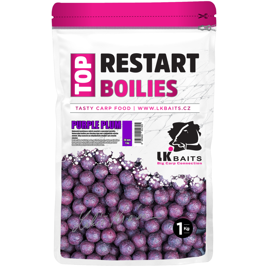 Levně LK Baits Top ReStart Boilies Purple Plum 14 mm, 1kg