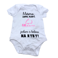 LK Baits body krátký rukáv Mámo zabal pleny 12-18 měsíců růžový nápis