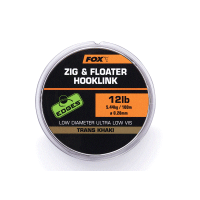 Fox vlasec Edges Zig and Floater Hooklink Trans Khaki - 15lb (0.30mm)