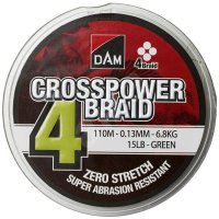 DAM pletená šňůra Crosspower 4-Braid 150m 0.13mm 6,8kg GREEN

