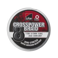 DAM pletená šňůra Crosspower 8-Braid 150m 0.17mm 11,3kg Dark Grey
