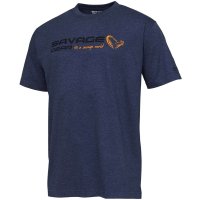Savage Gear triko Signature Logo T-Shirt Blue Melange vel. L