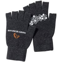 Savage Gear rukavice Knitted Half Finger Glove Dark Grey Melange vel.XL