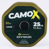RidgeMonkey návazcová šňůrka Connexion CamoX Stiff Coated Hooklink 20m 25lb Camo