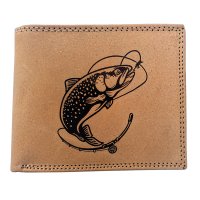 MERCUCIO kožená peněženka sv. hnědá - Pstruh s prutem

