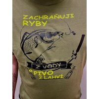 LK Baits pánské triko Khaki Zachraňuji ryby