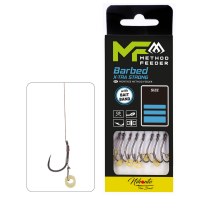 Mikado návazec Method Feeder 10cm s gumičkou, Barbed háček, pletenka 0.12mm