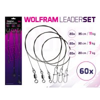 Delphin 1 KUS ze setu wolfrámových lanek BOMB! s obratl. a karabinou 20,30,35cm/7,9,11kg