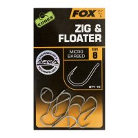 FOX EDGES HOOK ZIG & FLOATER vel. 6, 10 ks BARBLESS 