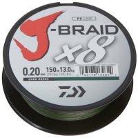 Daiwa pletená šňůra J-Braid X8 150m 0,16mm 9,0kg Dark Green