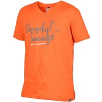Savage Gear triko Simply Savage V-Neck Tee oranžové  M