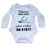 LK Baits body dlouhý rukáv 0-4 měsíců Mámo zabal pleny zelený nápis